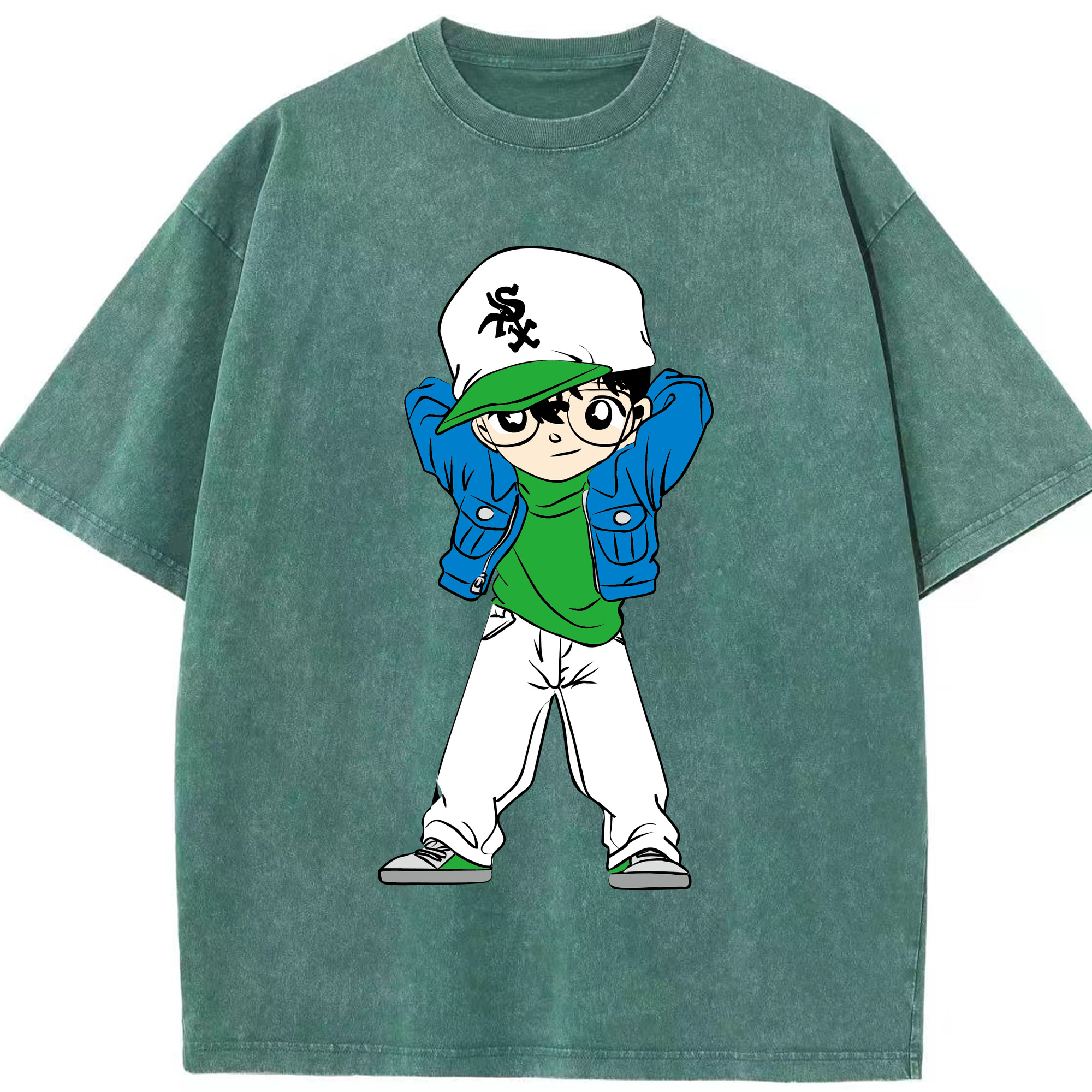 （画像用） 名探偵コナン 江戸川 コナン Detective Conan Conan Edogawa 綿100% ヴィンテージ風 半袖Tシャツ（フロントプリント）